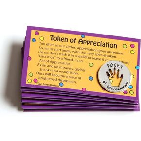 Tokens of Appreciation and Cards (Set of 10) | Share Appreciation of Others - Unique Card/Token Combo | Token of Appreciation & Pass it along