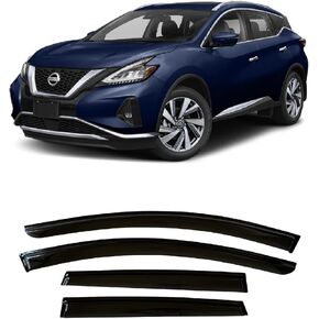 2014-2020 Tape-On Side Window Visor Deflectors for Nissan Rogue S SV SL Smoke Tinted Rain Guards 2015 2016 2017 2018 2019