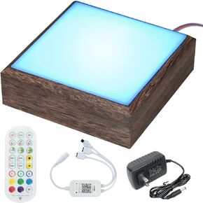 حامل عرض مربع بقاعدة إضاءة LED لفنون الكريستال الزجاجي، قاعدة عرض متعددة الألوان مقاس 6 × 6 بوصة، قاعدة أضواء ملونة للحرف الفنية المصنوعة من الأكريليك الزجاجي ثلاثي الأبعاد - MK868B in Kuwait