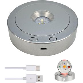 7 Led Rotating Display Stand, Round Spinning Display Stand with Colored Lights 360 Degree Rotating Display Base Stand with 4 Revolving & 8 Light Modes (Black)