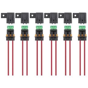 6 Pack Inline Fuse Holder 30 AWG 12 Gauge Waterproof 30A Blade Fuse Holder with Cover for Vehicle, Marine, Heavy Duty Bus Power System