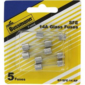 Bussmann BP/SFE-14-RP SFE Series Fast Acting Automotive Glass Tube Fuse (14 Amp (Card)), 5 Pack