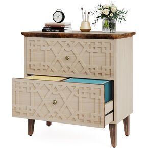 LITTLE TREE 2-Drawer File Cabinet, Wood Lateral Filing Cabinet for Home Office