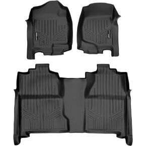 SMARTLINER Floor Mats 2 Row Liner Set Black for 2007-2013 Silverado/Sierra 1500 Crew Cab - 2007-2014 2500/3500 HD Crew Cab in Saudi Arabia