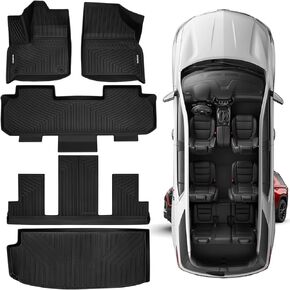 Naibeve Floor Mats for 2018-2023 Chevrolet Traverse 8 Seats/2nd Row Bench Seat - All Weather Custom Fit for Chevrolet Traverse Floor Mats Liners 3 Row & Cargo Liner Waterproof Interior Accessories