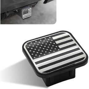 1 PC American Flag Car Modification Trailer Hitch Cover, 2In Heavy Duty Waterproof TPU Square Towing Plug Accessories, Universal Automotive Receiver Tube Cover Plug for Car Truck SUV (Red)