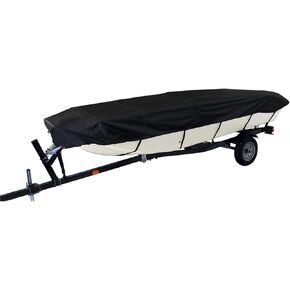 Waterproof Heavy Duty Trailerable Jon Boat Cover Replacement for Jon Boat 12ft-18ft Long and Beam Width up to 75inch