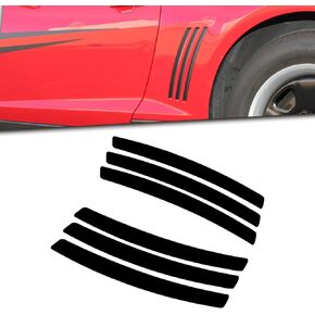 Xotic Tech 6pcs Car Body L&R Side Vent Insert Stripe Decal Vinyl Inlay Side Vent Gill Sticker Compatible with Chevrolet Camaro 2010-2015 (Black)