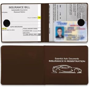 2PCS Car Registration Insurance Holder, Leather Vehicle Glove Box, Auto Essential Card Document Glove Box Organizer with Velcro Closure, Car Interior Accessories Universal for Car Truck SUV