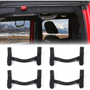 CheroCar Roll Bar Grab Handles for Jeep Black Grab Handles Grip Handle for Jeep Wrangler Accessories 1987-2020 YJ TJ LJ JK JL Ports Sahara Freedom Rubicon X & Unlimited (Black)