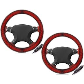 Zone Tech Car Steering Wheel 12V Heated Cover - Classic Black Premium Quality Ultra Comfortable 12V Vehicle Heated Wheel Protector
