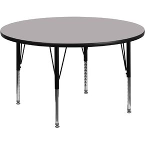Flash Furniture Wren 42'' Round Oak Thermal Laminate Activity Table - Height Adjustable Short Legs