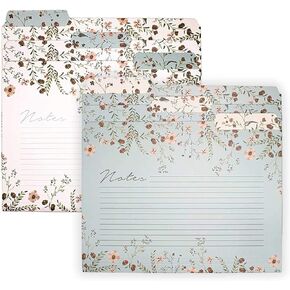 Steel Mill & Co Thick Sturdy File Folders Decorative, Set of 9 File Folders with Tabs and Sticker Labels, Cute Colored File Folders Letter Size, Leopard