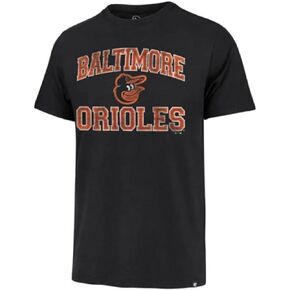 MLB Men's Union Arch Franklin Team Color Primary Logo Word Mark T-Shirt (Baltimore Orioles Black, Medium)
