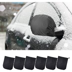 6 PCS Waterproof Side View Mirror Covers, Frost Guard Mirror Cover, Car Mirror Accessories with Drawstrings, Snow Ice Mirror Protective Equipment for Auto in Winter