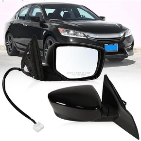 Left Driver side Mirror Fits 2013-2017 Honda Accord Sedan/Coupe with Power Glass without Heated without turn signals without Blind Spot Match White Replace 76258T2FA11(3Pins)