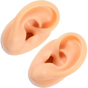 Healifty 2pcs Silicone Ear Models Fake Ear Models Display Products Earring Sample for Study Practice Teaching Tool Props (Assorted Color)