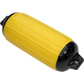 Taylor Made Super Gard Inflatable Vinyl Boat Fender 5.5" x 20", Double-Molded Ends, Fits 5/8" Lines, for Boats 15-35', Ribbed Design, Rubber Football Needle Inflation, Yellow - 2020108280
