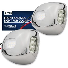 Five Oceans Boat Docking Lights, 2 Pack Marine LED Front and Side Light for Docking, Waterproof IP66, for Pontoon, Fishing Boats, Bass Boats, Sport Boats, Daycruisers, Sportyachts - FO4600-M2