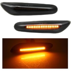 2 PCS Full LED Side Marker Turn Signal Lights, Smoked Lens Front Fender Side Marker Lights Compatible with E36 E46 E60 E87 E90 E92 X1 X3 X5, 63133418447 Car Accessories