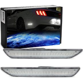 iJDMTOY Clear Lens Red Full LED Rear Side Marker Light Kit Compatible with Ford 2015-23 Mustang, Powered by 48-SMD LED, Replace OEM Back Sidemarker Lamps