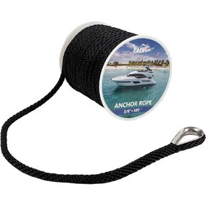 Double Braided Boat Anchor Line Nylon Marine Rope 3/8 Inch, 100/150 Ft Reel - Premium Quality Anchor Rope for Many Boats & Anchors (Gray, 100 Ft) in Kuwait