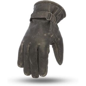 First Mfg Co - Teton - Men's Motorcycle Biker Riding Black Leather Gloves