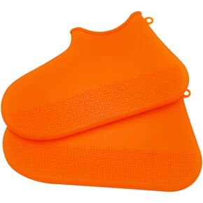 DOITOOL 1 Pair Rain Boot Covers Shoe Protectors Outdoor Hiking Shoe Covers Orange Silicone Shoes Case Anti-skid Overshoes Anti-slip Shoe Cover Thicken Snowshoe Covers Men and Women