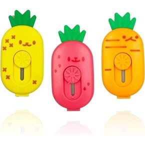 3 قطع من قاطعات الصناديق الصغيرة القابلة للسحب من تي توفيا - تصميم أناناس لطيف، سكاكين أدوات محمولة للمكتب والمدرسة، مثالية لقص الأظرف والورق والكرتون وفتاحة الحروف والقرطاسية in Kuwait