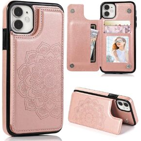 حافظة محفظة مصممة لهاتف iPhone 12 Pro/iPhone 12 مع حامل بطاقة، جلد PU منقوش بماندالا مع فتحات لبطاقة الائتمان بمسند مغناطيسي وغطاء قلاب نحيف لهاتف iPhone 12/12 Pro 6.1 بوصة (أرجواني) in Kuwait