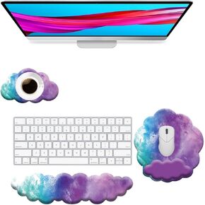 Cloud Mouse Pad with Wrist Rest Support Set, Upgrade Enlarge Mouse Pads Keyboard Wrist Rest, Ergonomic Soft Memory Foam Wrist Rest for Gaming, Computer, Laptop, Mac, Office (Yellow)