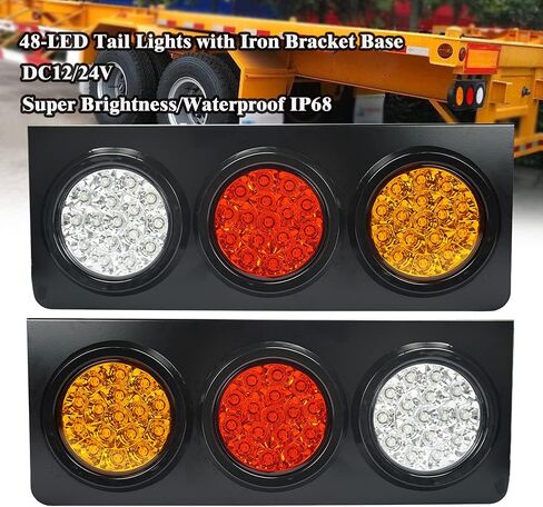 auovo LED Truck/Trailer Tail Lights with Iron Bracket Base - Waterproof DC12-24V 48-LED Tail Light Bar for Turn/Signal/Running Lamps Fits any Truck/RV/Camper/Trailer etc(2 PCS) in Saudi Arabia