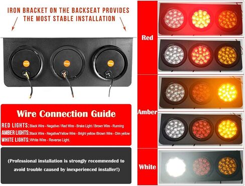 auovo LED Truck/Trailer Tail Lights with Iron Bracket Base - Waterproof DC12-24V 48-LED Tail Light Bar for Turn/Signal/Running Lamps Fits any Truck/RV/Camper/Trailer etc(2 PCS) in Saudi Arabia