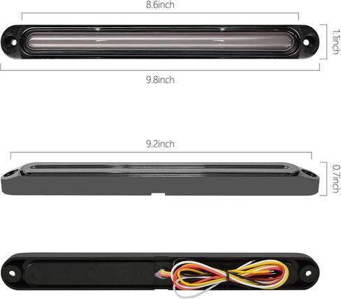 10" LED Trailer Tail Light Bar, Red+Amber Sequential Dynamic Turn Signal Lights Brake Stop Strobe Strip Lamp for Golf Cart Off-road Truck RV UTV in Kuwait