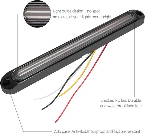 10" LED Trailer Tail Light Bar, Red+Amber Sequential Dynamic Turn Signal Lights Brake Stop Strobe Strip Lamp for Golf Cart Off-road Truck RV UTV in Kuwait