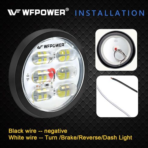 WFPOWER 4 بوصة مصابيح LED مستديرة للمقطورة، 2 قطعة 36 مصباح LED مقاوم للماء 4 بوصات توقف الفرامل بدوره الذيل أضواء مقطورة اللون الأحمر، جبل فلوش مع حلقة مطاطية لشاحنة جرار مقطورة RV قارب حافلة 12 فولت 24 فولت in Kuwait