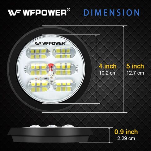 WFPOWER 4 بوصة مصابيح LED مستديرة للمقطورة، 2 قطعة 36 مصباح LED مقاوم للماء 4 بوصات توقف الفرامل بدوره الذيل أضواء مقطورة اللون الأحمر، جبل فلوش مع حلقة مطاطية لشاحنة جرار مقطورة RV قارب حافلة 12 فولت 24 فولت in Kuwait