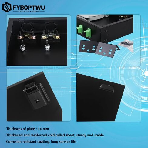 FYBOPTWU-24 Singlemode 24 Port SC-APC Rack Mount Enclosure Box & Splice Trays Fiber Cables Spool Kit (Include Pigtail & Couplers), 24 Core LGX Loaded Patch Panel Box fits for 19" Racks Cabinet in Saudi Arabia