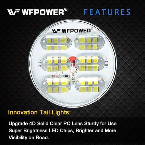 WFPOWER 4 بوصة مصابيح LED مستديرة للمقطورة، 2 قطعة 36 مصباح LED مقاوم للماء 4 بوصات توقف الفرامل بدوره الذيل أضواء مقطورة اللون الأحمر، جبل فلوش مع حلقة مطاطية لشاحنة جرار مقطورة RV قارب حافلة 12 فولت 24 فولت in Kuwait