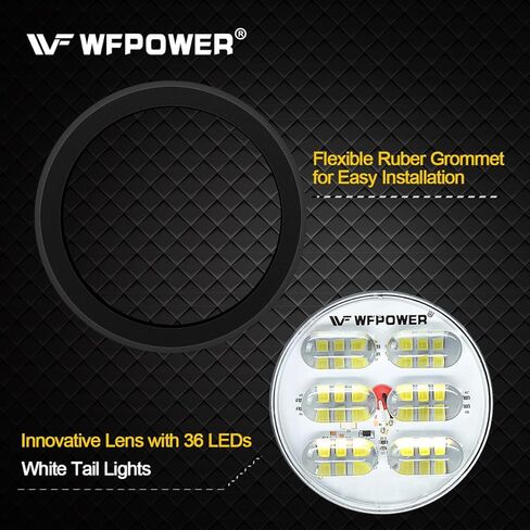 WFPOWER 4 بوصة مصابيح LED مستديرة للمقطورة، 2 قطعة 36 مصباح LED مقاوم للماء 4 بوصات توقف الفرامل بدوره الذيل أضواء مقطورة اللون الأحمر، جبل فلوش مع حلقة مطاطية لشاحنة جرار مقطورة RV قارب حافلة 12 فولت 24 فولت in Kuwait