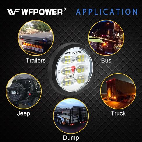WFPOWER 4 بوصة مصابيح LED مستديرة للمقطورة، 2 قطعة 36 مصباح LED مقاوم للماء 4 بوصات توقف الفرامل بدوره الذيل أضواء مقطورة اللون الأحمر، جبل فلوش مع حلقة مطاطية لشاحنة جرار مقطورة RV قارب حافلة 12 فولت 24 فولت in Kuwait