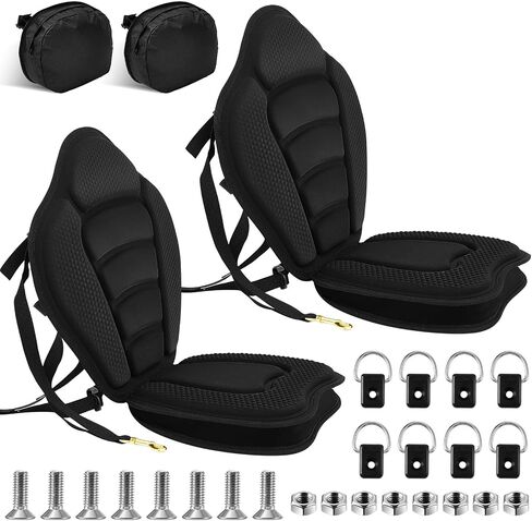 Lewtemi 2 Pieces Kayak Seat Thicken Seat Cushion for Kayak with Detachable Storage Bag Kayak Seat Cushion with Kayak Accessory for Kayaking Canoeing Rafting Fishing Water (Black) in Saudi Arabia