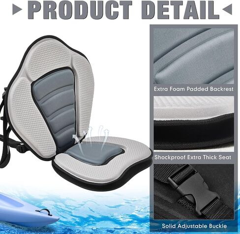 Lewtemi 2 Pieces Kayak Seat Thicken Seat Cushion for Kayak with Detachable Storage Bag Kayak Seat Cushion with Kayak Accessory for Kayaking Canoeing Rafting Fishing Water (Black) in Saudi Arabia