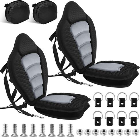Lewtemi 2 Pieces Kayak Seat Thicken Seat Cushion for Kayak with Detachable Storage Bag Kayak Seat Cushion with Kayak Accessory for Kayaking Canoeing Rafting Fishing Water (Black) in Saudi Arabia