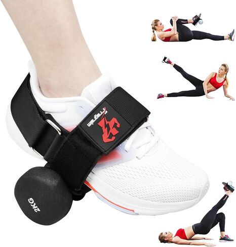 Fragraim Dumbbell Foot Attachment, Tibialis Trainer, Dumbbell Ankle Strap, Adjustable Ankle Leg Extension Strap for Strengthening HIPS, Legs, Knees and Calf, No Slipping (Black) in Kuwait