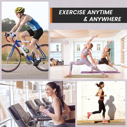 أوزان المعصم والكاحل القابلة للتعديل للنساء من Ideashop، زوج واحد بوزن 1 رطل لكل منهما، وزن الذراع للتمرين في صالة الألعاب الرياضية المنزلية، سوار الإسورة لتدريب القوة للمشي والجري والرقص والبيلاتس واليوجا وباري (وردي) in Kuwait