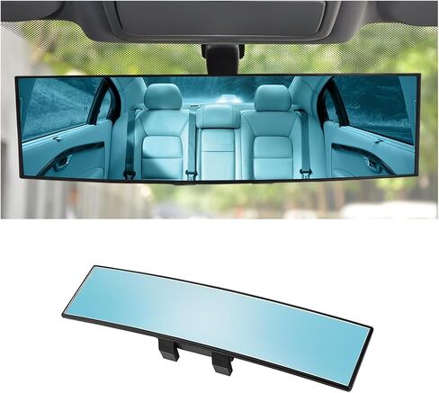 Rear View Mirror for Car, 12.1 inch Interior Clip-on Panoramic Convex Rearview Mirrors, HD Anti Glare Wide Angle and Reduce Blind Spot, Universal for SUV Trucks Vehicles (Blue) in Saudi Arabia
