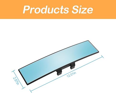 Rear View Mirror for Car, 12.1 inch Interior Clip-on Panoramic Convex Rearview Mirrors, HD Anti Glare Wide Angle and Reduce Blind Spot, Universal for SUV Trucks Vehicles (Blue) in Saudi Arabia