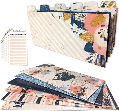 12 ظرفًا نقديًا مغلفًا للميزانية - مع 12 ورقة ميزانية وملصقًا | نظام المغلف النقدي المبوب | مظاريف النقود للنقود، ومظاريف الميزانية لمخطط الميزانية لمحفظة المغلف النقدي in Kuwait