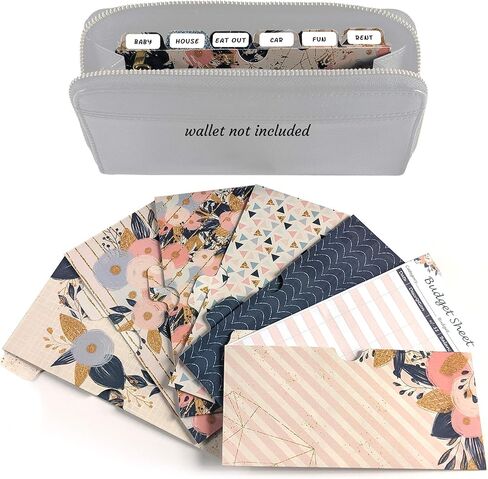 12 ظرفًا نقديًا مغلفًا للميزانية - مع 12 ورقة ميزانية وملصقًا | نظام المغلف النقدي المبوب | مظاريف النقود للنقود، ومظاريف الميزانية لمخطط الميزانية لمحفظة المغلف النقدي in Kuwait